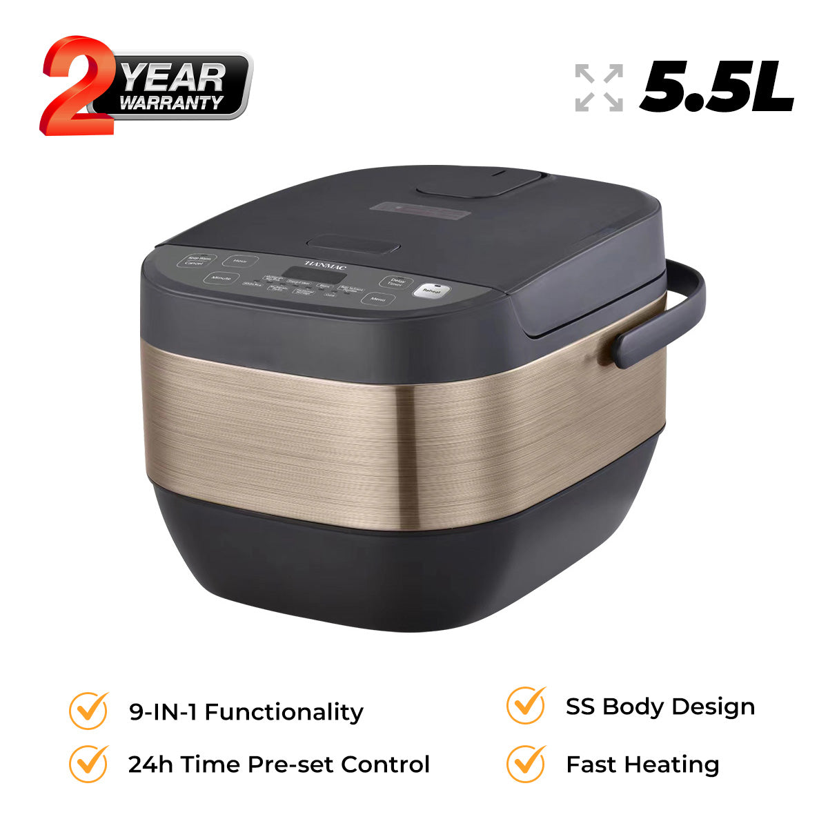 5.5L 9-IN-1 Multi-Functional Electric Cooker